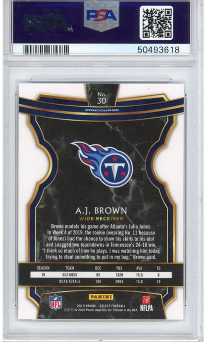 Graded 2019 Panini Select AJ A.J. Brown #30 Rookie RC Football Card PSA 10 Gem Mint