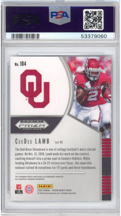 Graded 2020 Panini Prizm Draft Picks DP CeeDee Lamb #105 Rookie RC Football Card PSA 10 Gem Mint