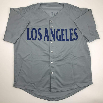 Autographed/Signed Chris Taylor Los Angeles LA Grey Baseball Jersey JSA COA