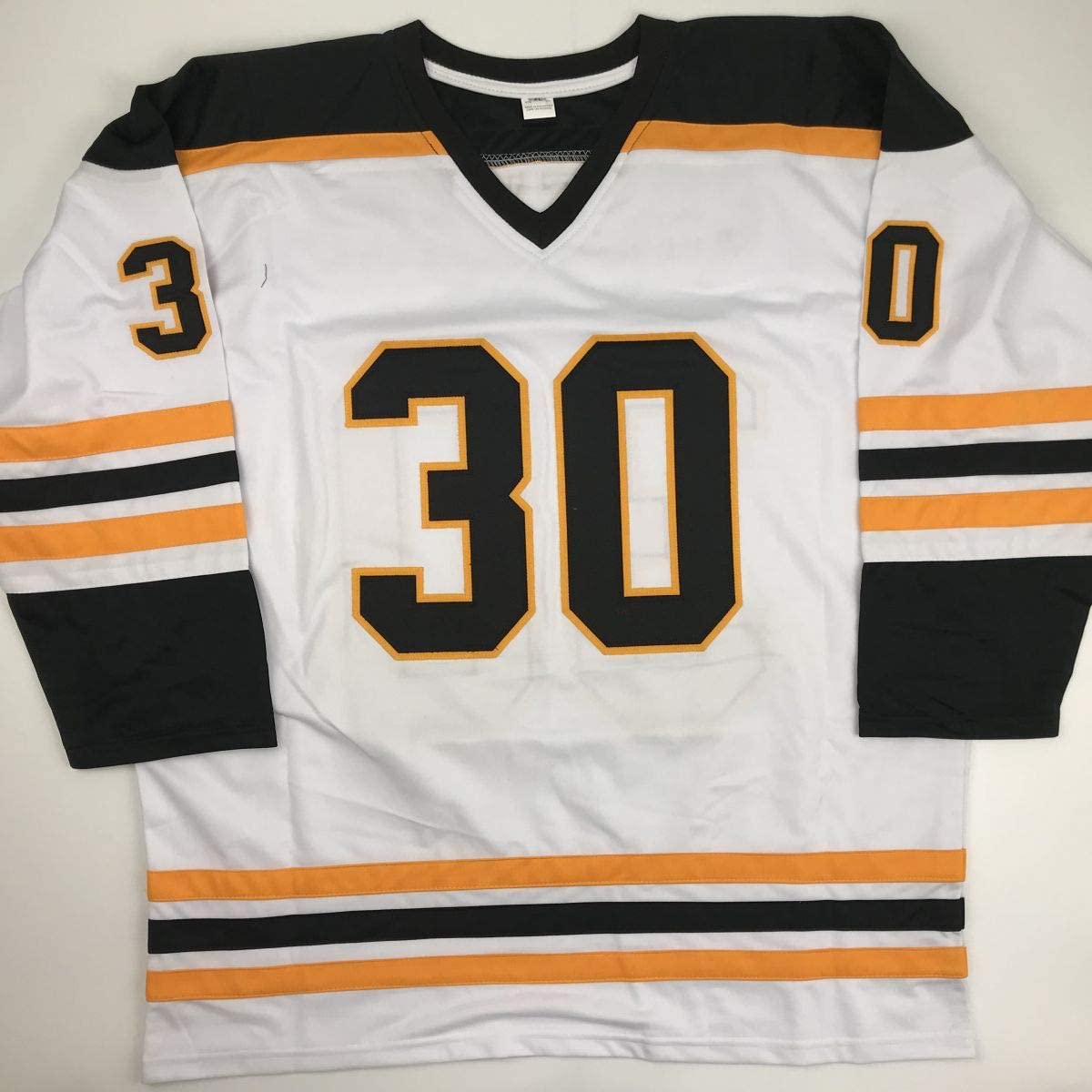 Autographed/Signed Gerry Cheevers"HOF 85" Boston White Hockey Jersey JSA COA