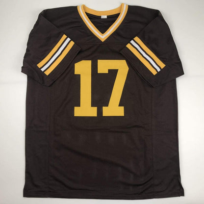 Autographed/Signed Josh Allen Wyoming Brown College Football Jersey Beckett BAS COA