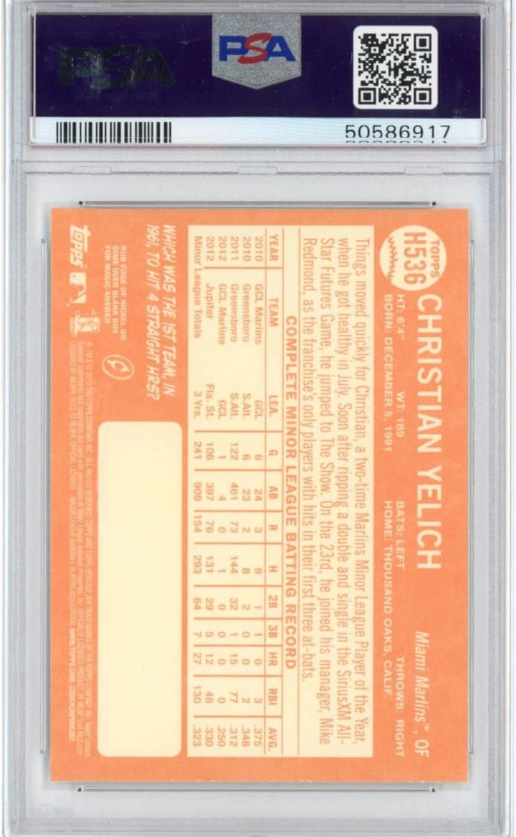 Graded 2013 Topps Heritage Christian Yelich #H536 Rookie RC Baseball Card PSA 10 Gem Mint