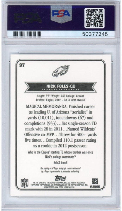 Graded 2012 Topps Magic Nick Foles #97 Rookie RC Football Card PSA 10 Gem Mint
