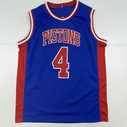 Autographed/Signed Joe Dumars Detroit Blue Basketball Jersey JSA COA