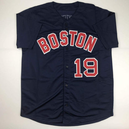 Autographed/Signed Fred Lynn Boston Blue Baseball Jersey JSA COA