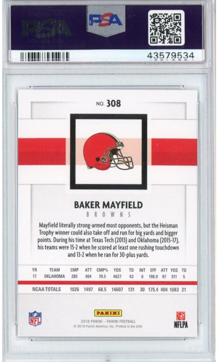 Graded 2018 Panini Baker Mayfield #308 Rookie RC Football Card PSA 10 Gem Mint