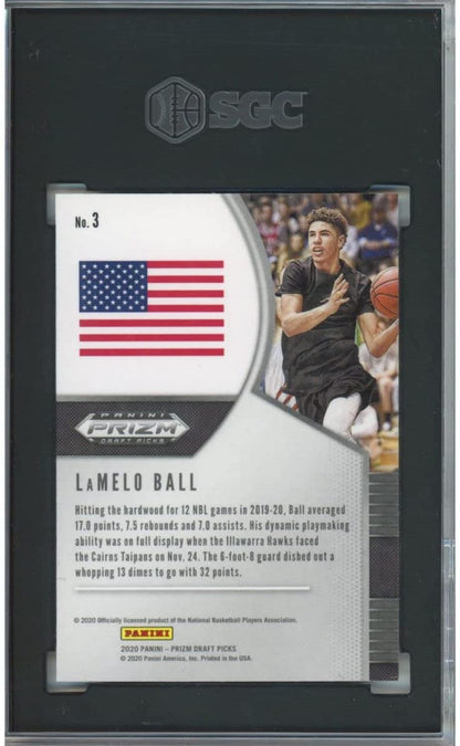 Graded 2020-21 Panini Prizm DP Draft Picks LaMelo Ball #3 Rookie RC Basketball Card SGC 9.5 Mint+