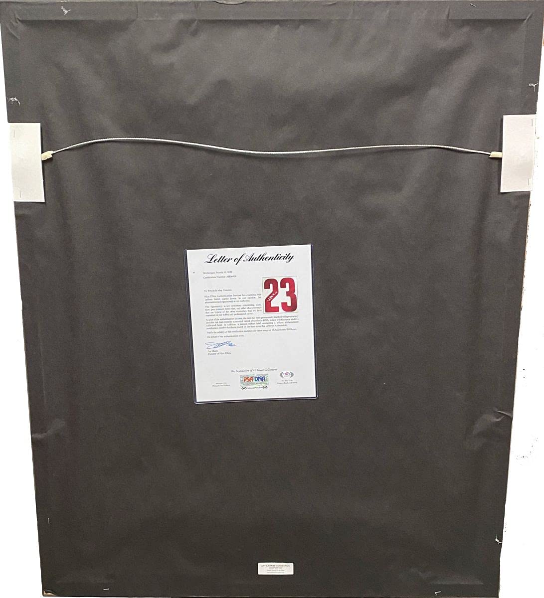 Framed Autographed/Signed LeBron James 33x42 Cleveland Cavaliers White Basketball Jersey PSA/DNA COA/LOA