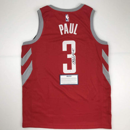 Autographed/Signed Chris Paul Houston Rockets Red Basketball Jersey Steiner Sports COA