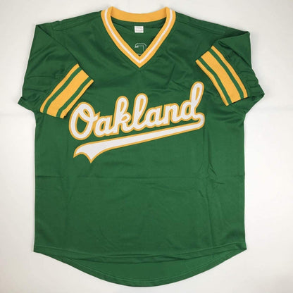 Autographed/Signed Jose Canseco Oakland Green Baseball Jersey JSA COA