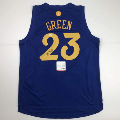 Autographed/Signed Draymond Green Golden State Christmas Blue Basketball Jersey PSA/DNA COA