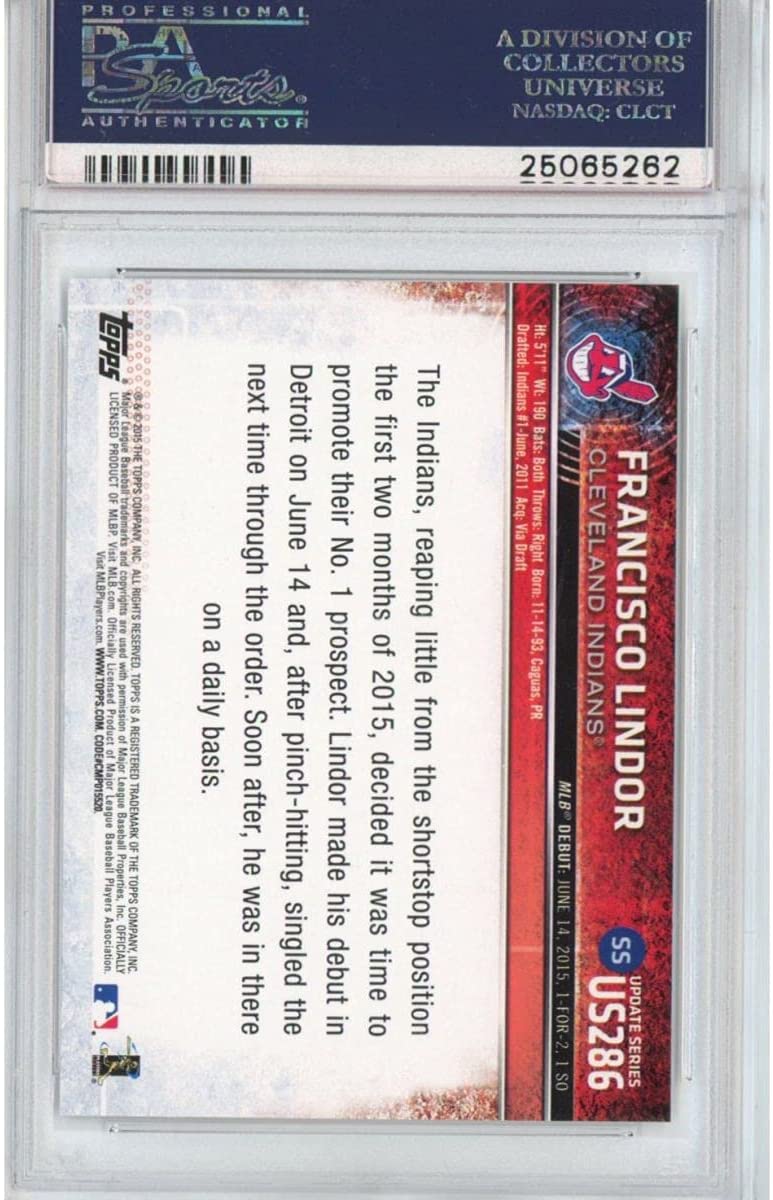Graded 2015 Topps Update Francisco Lindor #US286 White Jersey Rookie RC Baseball Card PSA 10 Gem Mint