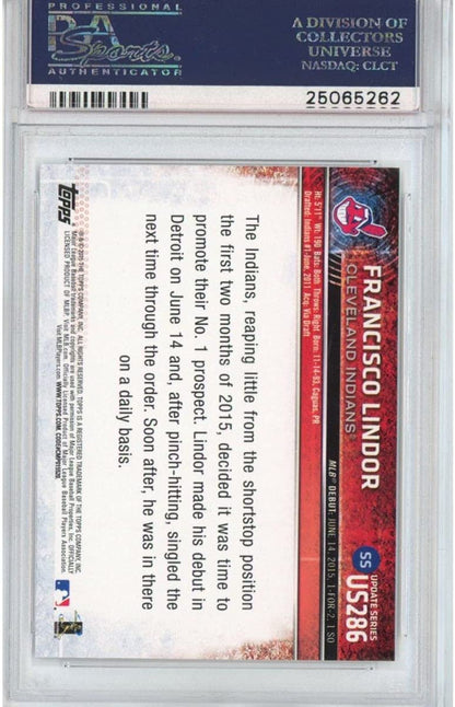 Graded 2015 Topps Update Francisco Lindor #US286 White Jersey Rookie RC Baseball Card PSA 10 Gem Mint