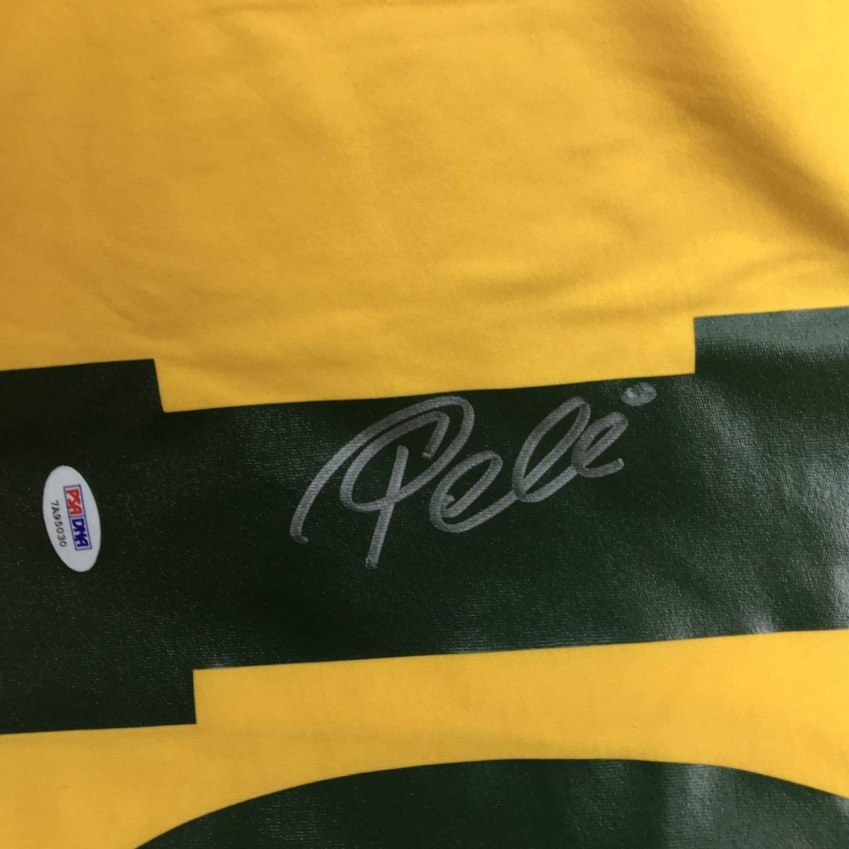 Framed Autographed/Signed Pele 33x42 Brazil Yellow Soccer Futbol Jersey PSA/DNA COA Auto #2