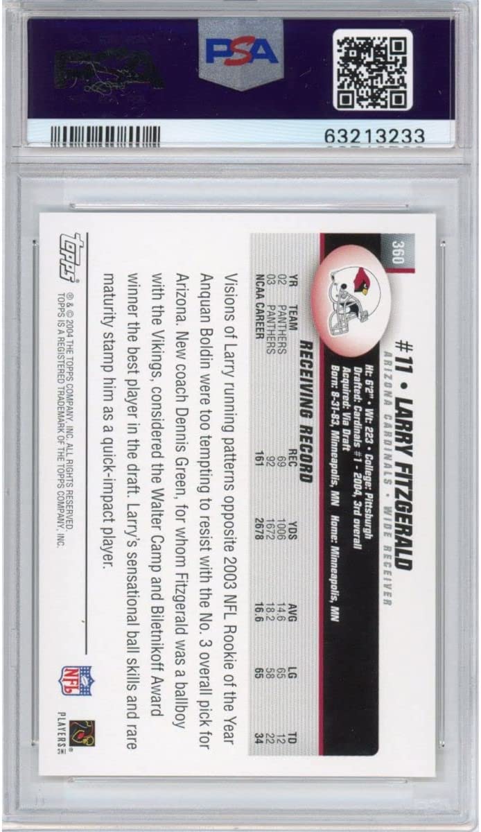 Graded 2004 Topps Collection Larry Fitzgerald #360 Rookie RC Football Card PSA 10 Gem Mint