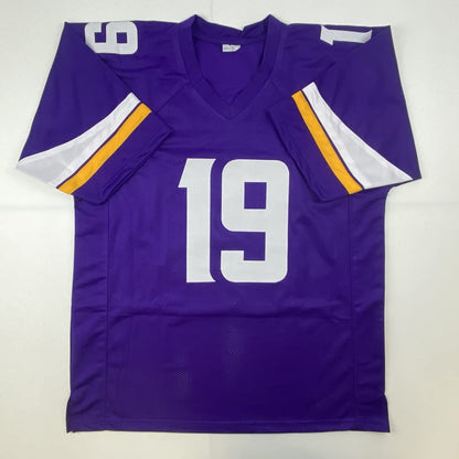 Autographed/Signed Adam Thielen Minnesota Purple Football Jersey JSA COA