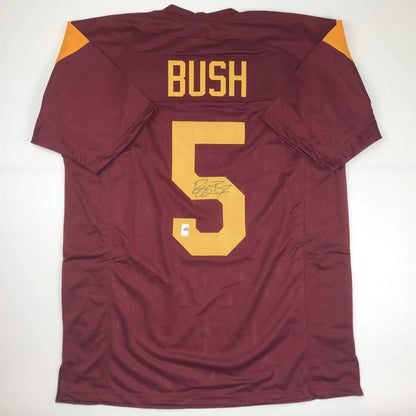 Autographed/Signed Reggie Bush USC Southen Cal Maroon College Football Jersey GTSM COA