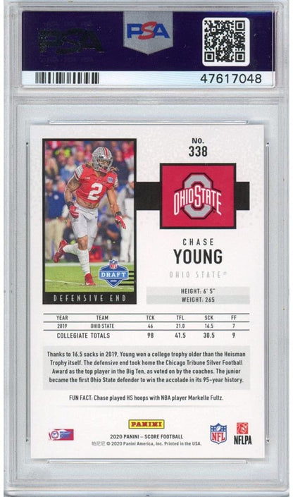 Graded 2020 Panini Score Chase Young #338 Rookie RC Football Card PSA 10 Gem Mint