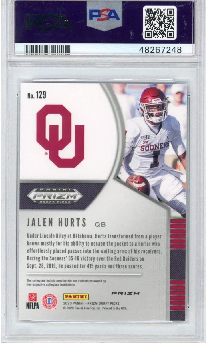 Graded 2020 Panini Prizm Draft Picks DP Jalen Hurts #129 Red Rookie RC Football Card PSA 10 Gem Mint