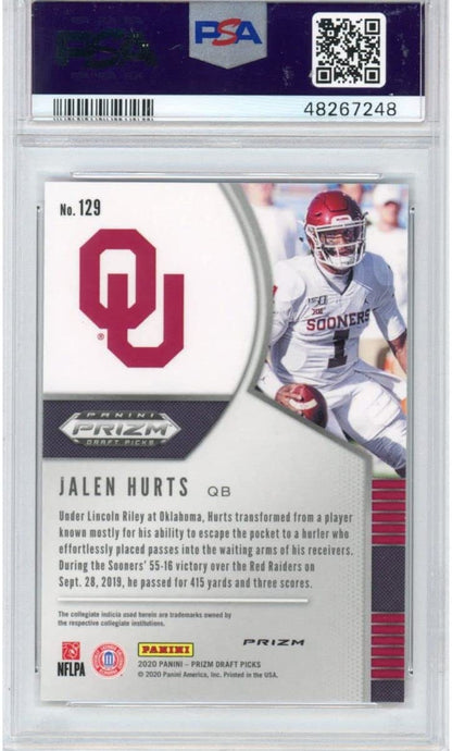 Graded 2020 Panini Prizm Draft Picks DP Jalen Hurts #129 Red Rookie RC Football Card PSA 10 Gem Mint
