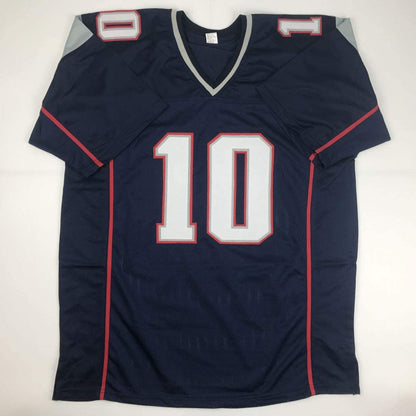 Autographed/Signed Josh Gordon New England Blue Football Jersey JSA COA