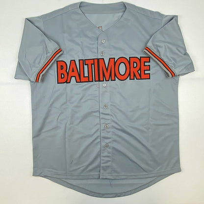 Autographed/Signed Jim Palmer HOF 1990 Baltimore Grey Baseball Jersey JSA COA
