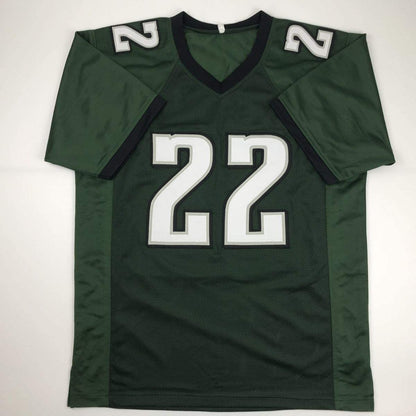 Autographed/Signed Duce Staley Philadelphia Green Football Jersey Beckett BAS COA