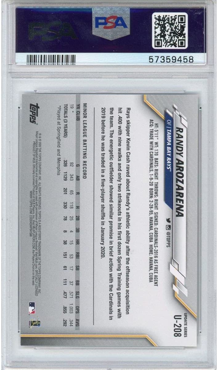 Graded 2020 Topps Update Randy Arozarena #U208 Rookie RC Baseball Card PSA 10 Gem Mint