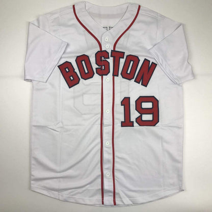 Autographed/Signed Fred Lynn Boston White Baseball Jersey JSA COA
