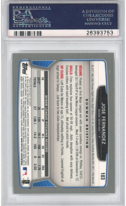 Graded 2013 Bowman Chrome Jose Fernandez #103 Rookie RC Baseball Card PSA 10 Gem Mint