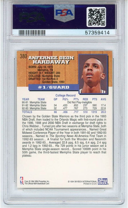 Graded 1993-94 Hoops Anfernee Penny Hardaway #380 Rookie RC Basketball Card PSA 10 Gem Mint