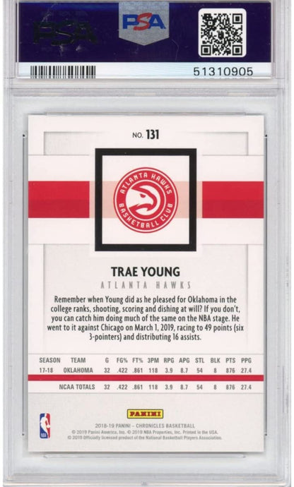 Graded 2018-19 Panini Chronicles Trae Young #131 Rookie RC Basketball Card PSA 10 Gem Mint