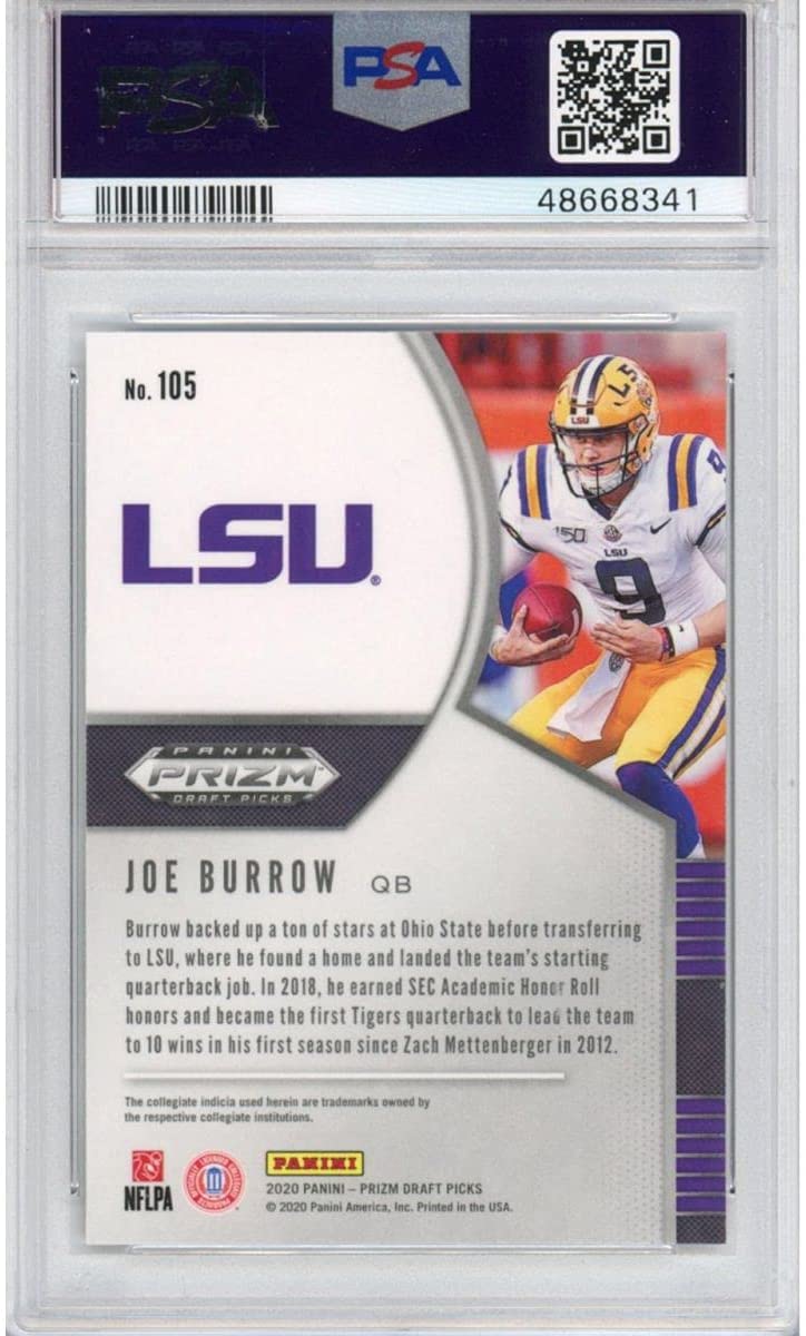 Graded 2020 Panini Prizm Draft Picks Joe Burrow #105 Rookie RC DP Football Card PSA 10 Gem Mint
