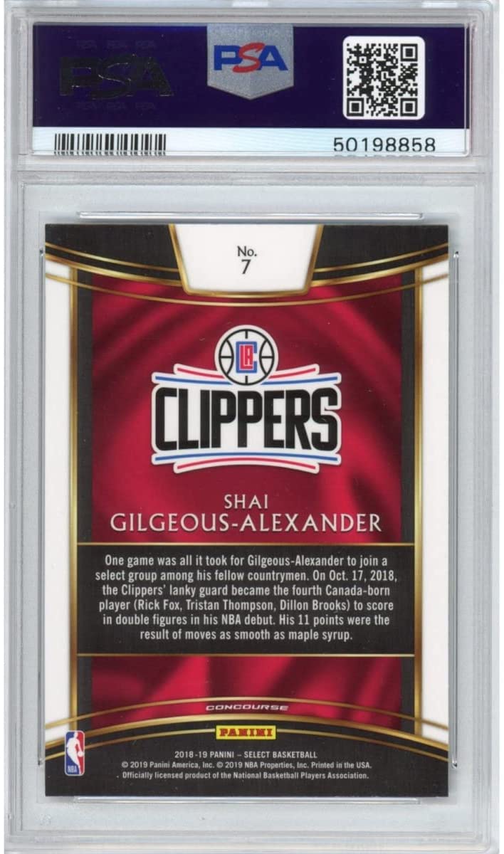 Graded 2018-19 Panini Prizm Shai Gilgeous-Alexander #184 Rookie RC Basketball Card PSA 10 Gem Mint