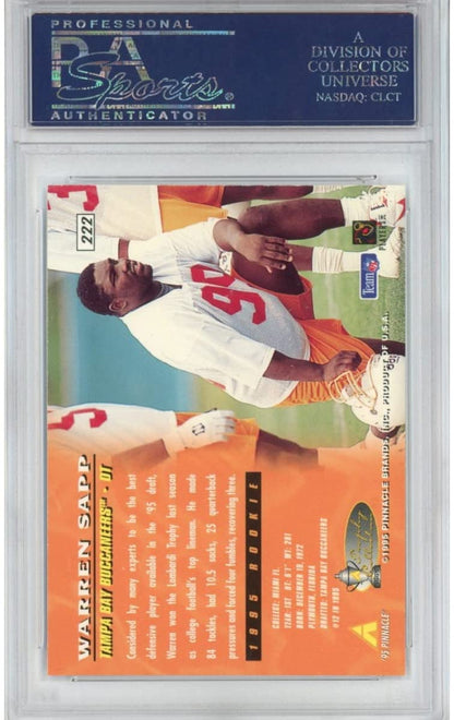 Graded 1995 Pinnacle Warren Sapp #222 Trophy Collection Rookie RC Auto Football Card PSA 10 Gem Mint