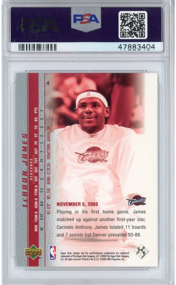 Graded 2003-04 Upper Deck UD LeBron James #10 Phenomenal Beginning Rookie RC Basketball Card PSA 10 Gem Mint