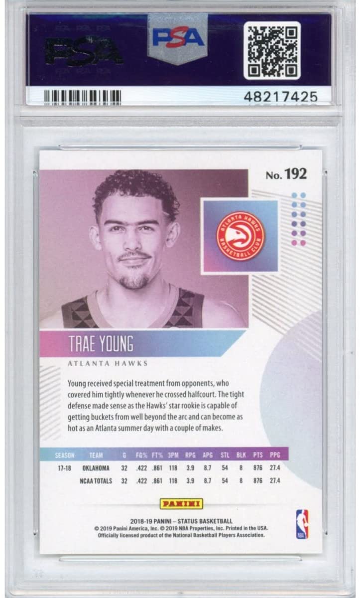 Graded 2018-19 Panini Status Trae Young #192 Rookie RC Basketball Card PSA 10 Gem Mint