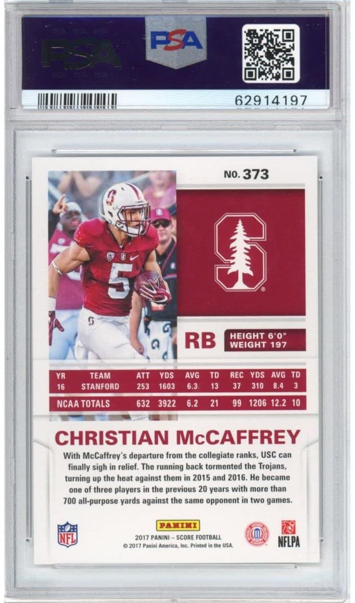 Graded 2017 Panini Score Christian McCaffrey #373 Rookie RC Football Card PSA 10 Gem Mint