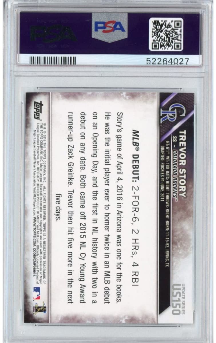 Graded 2016 Topps Update Trevor Story #US150 Rainbow Foil Rookie RC Baseball Card PSA 10 Gem Mint