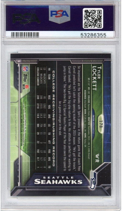 Graded 2015 Topps Chrome Tyler Lockett #178 Ball in Left Arm Rookie RC Football Card PSA 10 Gem Mint