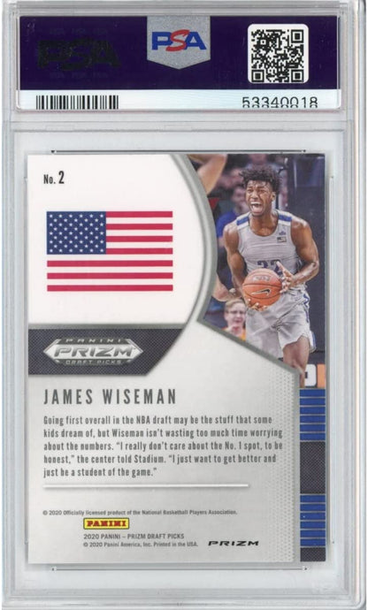 Graded 2020-21 Panini Prizm DP Draft Picks James Wiseman #2 Silver Rookie RC Basketball Card PSA 10 Gem Mint