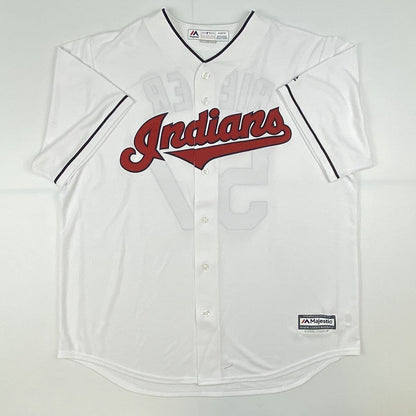 Autographed/Signed Shane Bieber Cleveland Indians White Majestic Baseball Jersey JSA COA