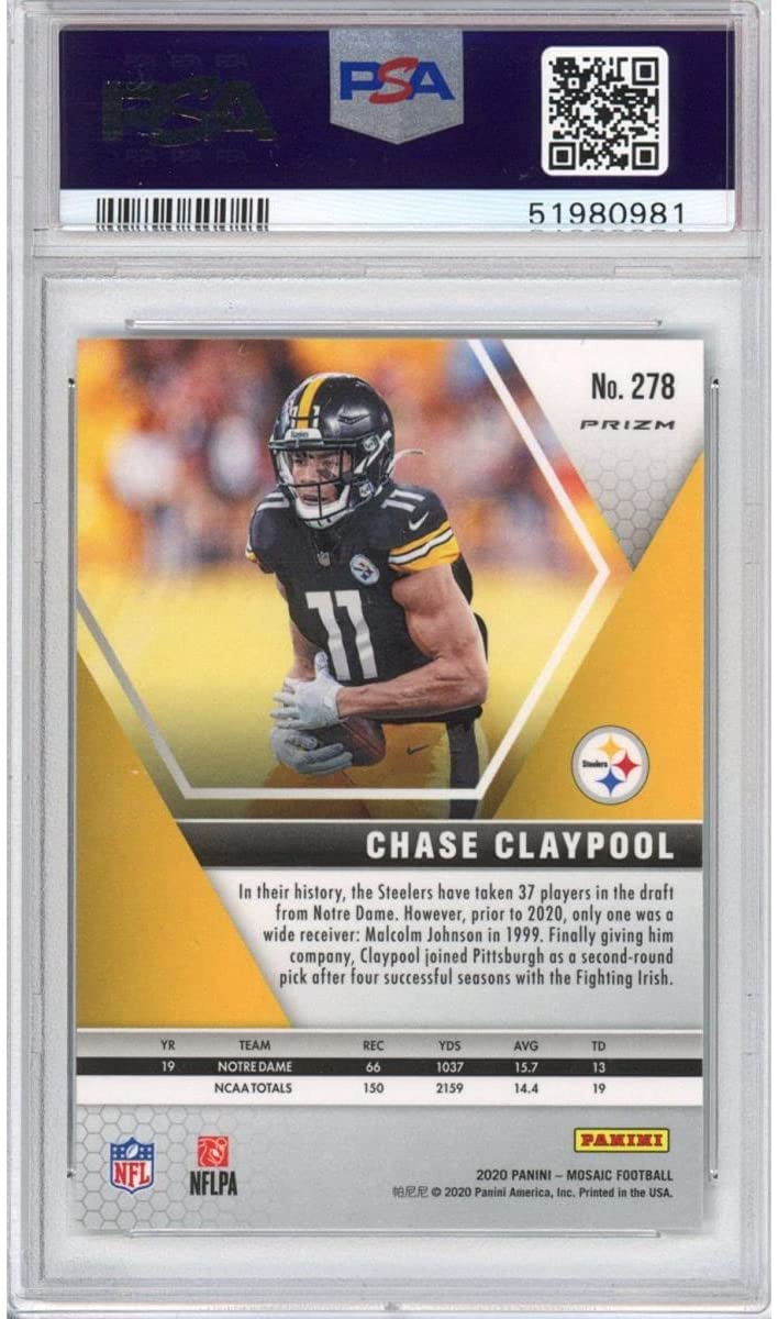 Graded 2020 Panini Mosaic Chase Claypool #278 Green Rookie RC Football Card PSA 10 Gem Mint