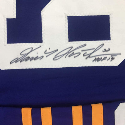 Framed Autographed/Signed Dominik Hasek HOF 14 33x42 Buffalo Alternate Blue Hockey Jersey JSA COA