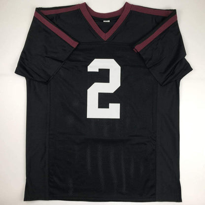 Autographed/Signed Johnny Manziel 12 Heisman Texas A&M Black College Football Jersey JSA COA