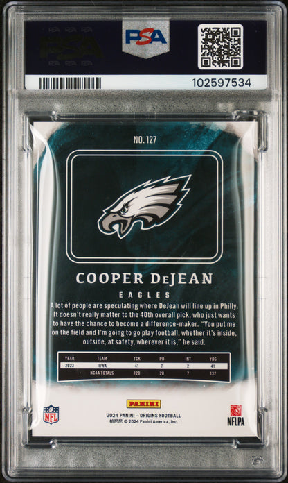 Graded 2024 Panini Origins Cooper DeJean #127 Rookie RC Football Card PSA 9 Mint