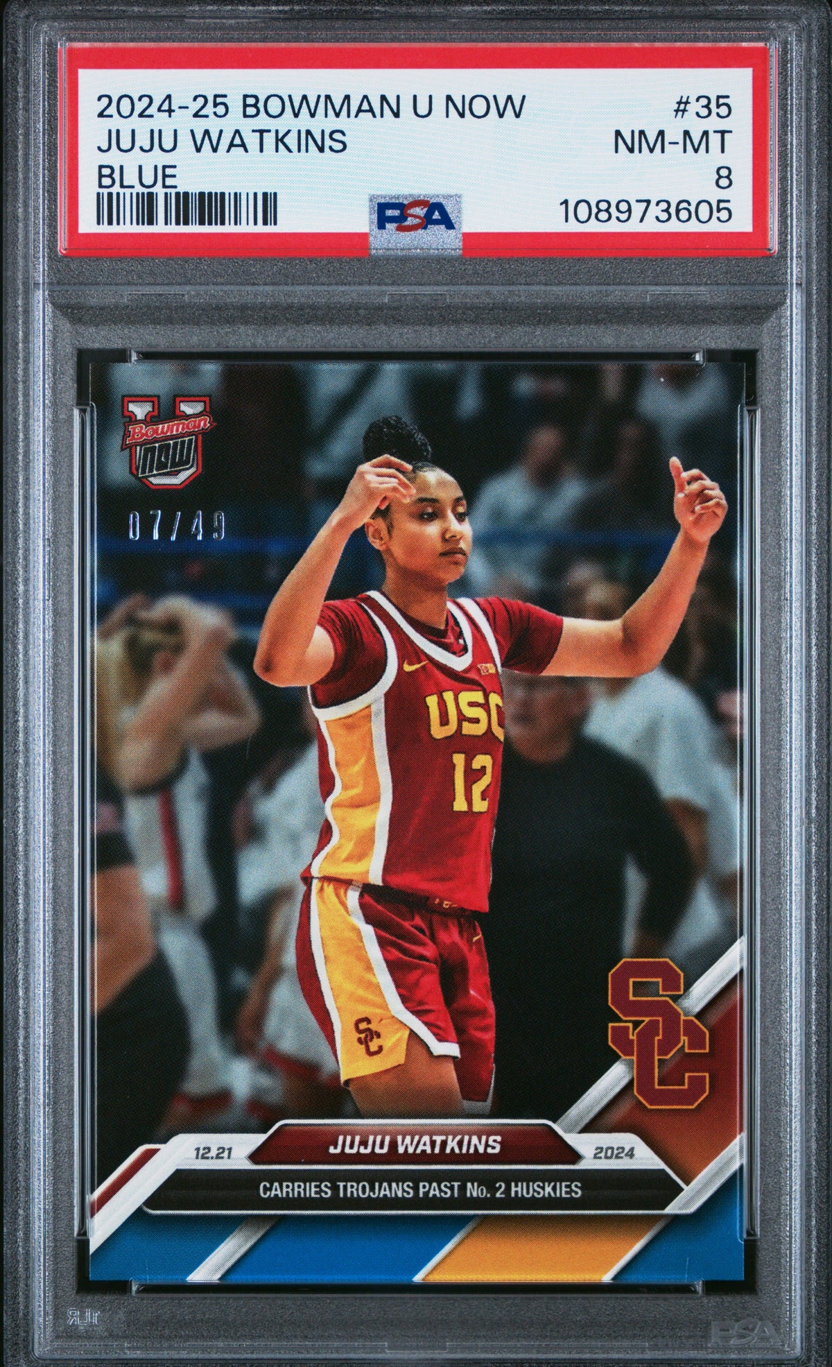 Graded 2024 Topps Bowman U Now JuJu Watkins #35 Blue /49 Rookie RC Basketball Card PSA 8 Near Mint