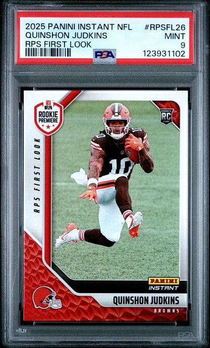Graded 2025 Panini Instant Quinshon Judkins #RPSFL26 RPS First Look Rookie RC Football Card PSA 9 Mint