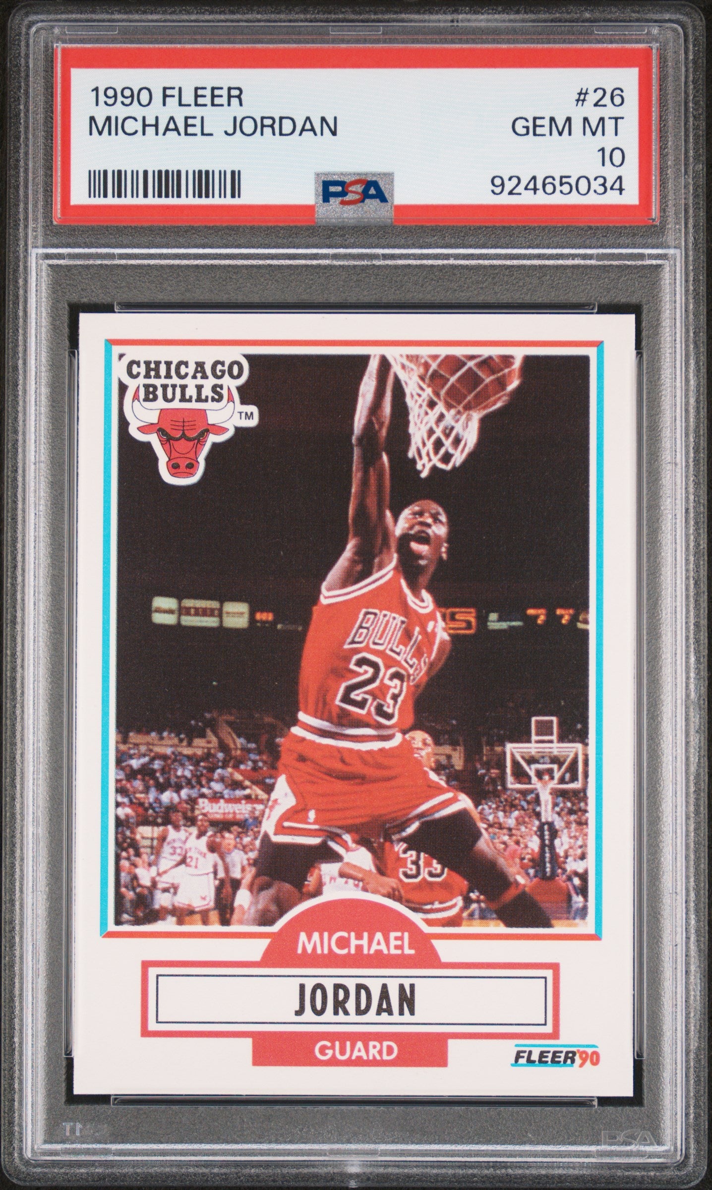 Graded 1990 Fleer Michael Jordan #26 Basketball Card PSA 10 Gem Mint