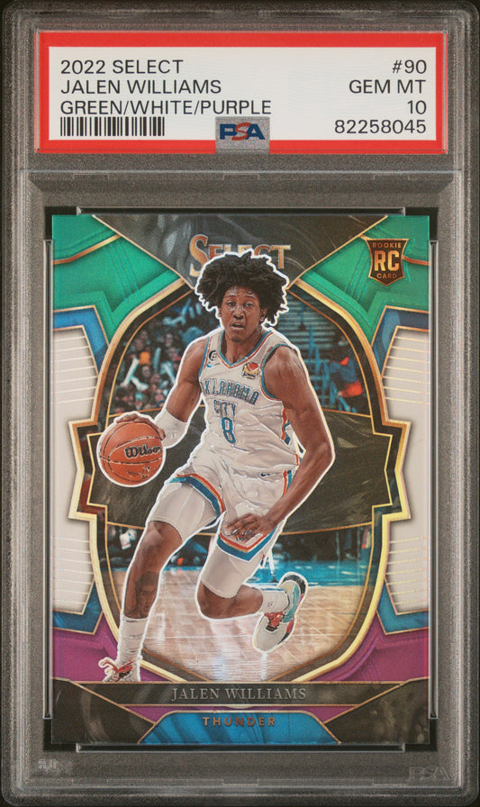 Graded 2022 Panini Select Jalen Williams #90 Green/White/Purple Rookie RC Basketball Card PSA 10 Gem Mint